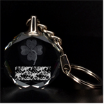 d20 Dice Clover 3D Engraving Circle Key Chain