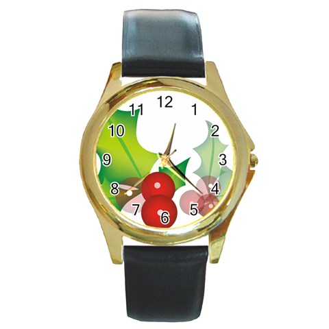 sxmas10 Round Gold Metal Watch from ArtsNow.com Front