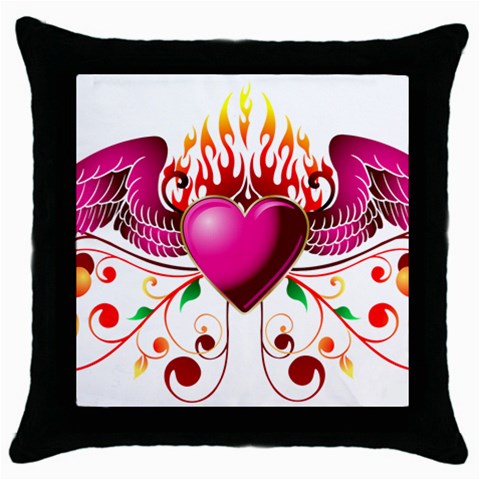 heart005 Throw Pillow Case (Black) from ArtsNow.com Front