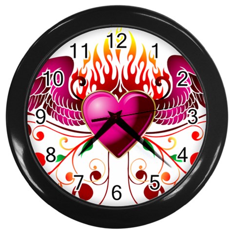 heart005 Wall Clock (Black) from ArtsNow.com Front