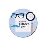 hipster happy Fathers Day  Rubber Coaster (Round)