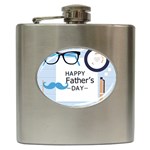 hipster happy Fathers Day  Hip Flask (6 oz)