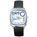 hipster happy Fathers Day  Square Metal Watch