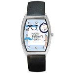 hipster happy Fathers Day  Barrel Style Metal Watch