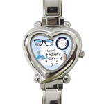 hipster happy Fathers Day  Heart Italian Charm Watch