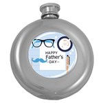 hipster happy Fathers Day  Hip Flask (5 oz)