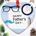 hipster happy Fathers Day  Heart Ornament (Two Sides)