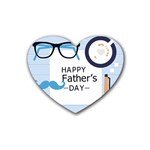 hipster happy Fathers Day  Rubber Heart Coaster (4 pack)