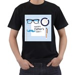 hipster happy Fathers Day  Men s T-Shirt (Black)