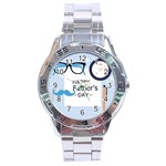 hipster happy Fathers Day  Stainless Steel Analogue Watch