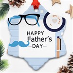 hipster happy Fathers Day  Snowflake Ornament (Two Sides)