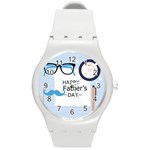 hipster happy Fathers Day  Round Plastic Sport Watch (M)