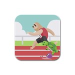 Sloth Race Rubber Square Coaster (4 pack)