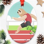 Sloth Race Oval Ornament (Two Sides)