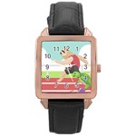 Sloth Race Rose Gold Leather Watch 