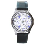 Fathers Day doodle Round Metal Watch