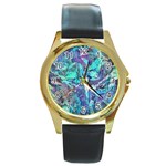 Iridescent Round Gold Metal Watch