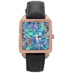 Iridescent Rose Gold Leather Watch 