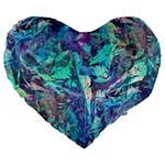 Iridescent Large 19  Premium Flano Heart Shape Cushion