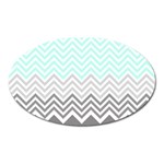 chevron teal grey Magnet (Oval)