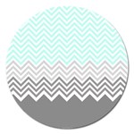 chevron teal grey Magnet 5  (Round)