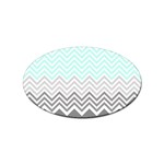 chevron teal grey Sticker Oval (10 pack)