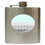 chevron teal grey Hip Flask (6 oz)