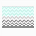 chevron teal grey Postcards 5  x 7  (Pkg of 10)