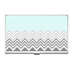 chevron teal grey Business Card Holder