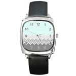 chevron teal grey Square Metal Watch