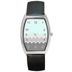 chevron teal grey Barrel Style Metal Watch