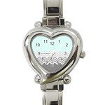 chevron teal grey Heart Italian Charm Watch