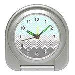 chevron teal grey Travel Alarm Clock