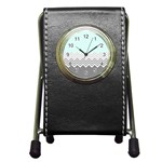 chevron teal grey Pen Holder Desk Clock