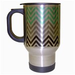 chevron teal grey Travel Mug (Silver Gray)