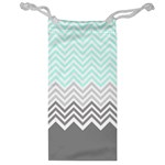 chevron teal grey Jewelry Bag