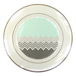 chevron teal grey Porcelain Plate