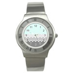 chevron teal grey Stainless Steel Watch