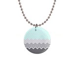 chevron teal grey 1  Button Necklace