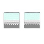 chevron teal grey Cufflinks (Square)