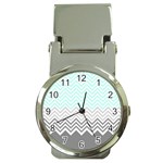 chevron teal grey Money Clip Watch