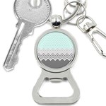 chevron teal grey Bottle Opener Key Chain