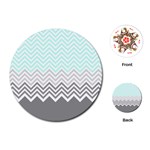 chevron teal grey Playing Cards (Round)