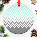 chevron teal grey Round Ornament (Two Sides)