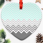 chevron teal grey Heart Ornament (Two Sides)