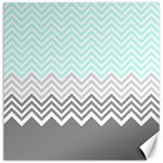 chevron teal grey Canvas 12  x 12 