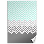 chevron teal grey Canvas 12  x 18 