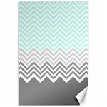 chevron teal grey Canvas 24  x 36 