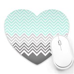 chevron teal grey Heart Mousepad