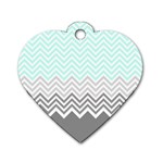 chevron teal grey Dog Tag Heart (Two Sides)